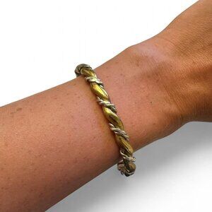 Silver and gold twisted wire cuff bracelet with a boho vibe  #cuffbracelet